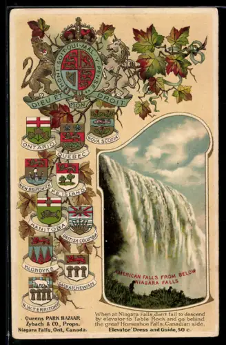 Präge-AK Niagarafälle, Wappen Kanadas