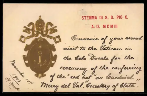 Präge-AK Stemma di S. S. Pio X. A. D. MCMIII