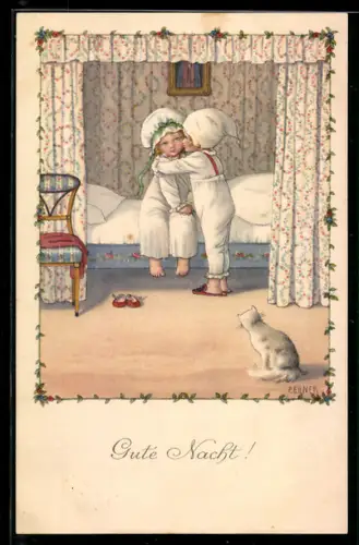 Künstler-AK Pauli Ebner: Junge sagt seiner Schwester gute Nacht