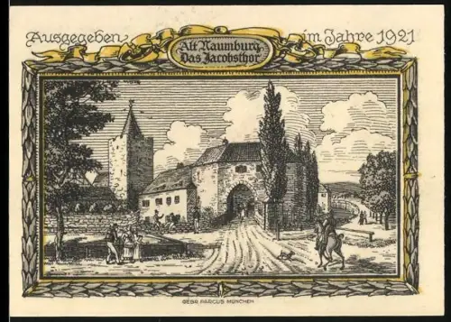 Notgeld Naumburg a. Saale 1921, 75 Pfennig, Jakobstor und Stadtwappen mit Schlüssel