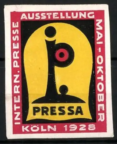 Reklamemarke Köln, Intern. Presse Ausstellung, Symbol P, 1928