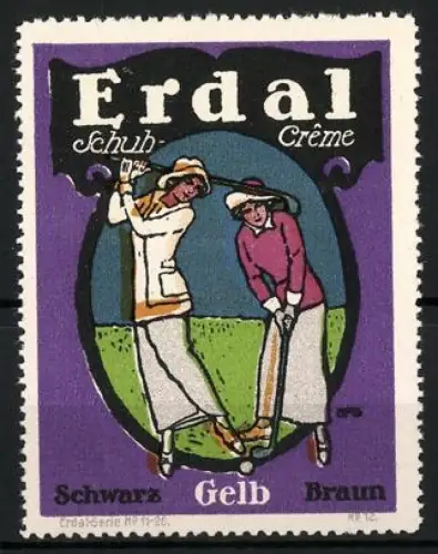 Reklamemarke Erdal, Schuh Creme, Golfspielerinnen