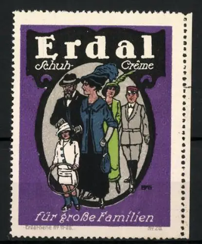 Reklamemarke Erdal Schuh-Crème, Elegante Familie in Sonntagsbekleidung