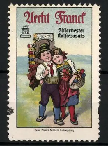 Reklamemarke Ludwigsburg, Aecht Franck Allerliebster Kaffeezusatz, Kinder mit Warenkorb