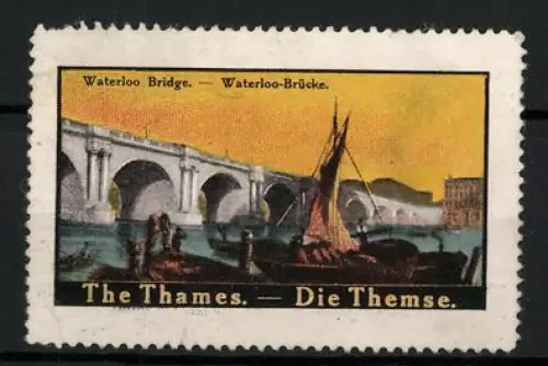Reklamemarke London, Die Themse, Waterloo-Brücke im Hintergrund