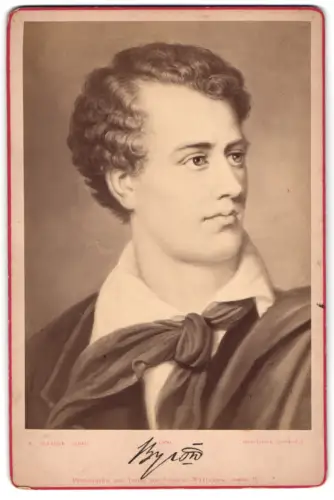 Fotografie Wilhelm Mendelsohn, Hannover, Georgstrasse 11, Porträt des. brit. Dichter Lord Byron nach einem Gemälde