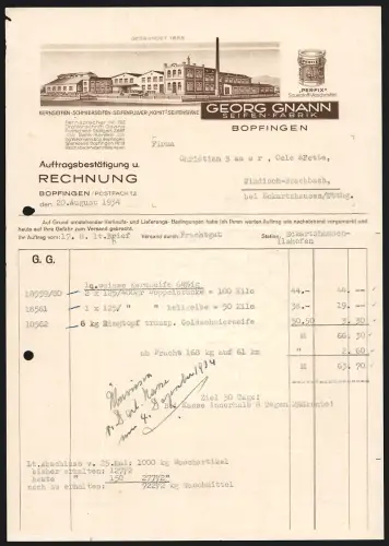Rechnung Bopfingen 1934, Georg Gnann, Seifen-Fabrik, Blick auf das Werksgelände