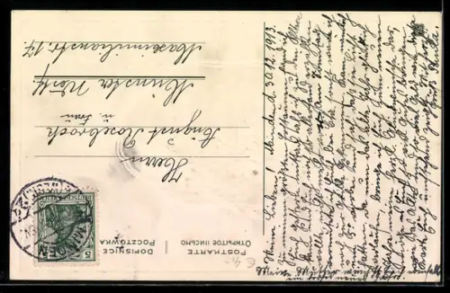 AK Neujahr, Geldsack mit Münzen