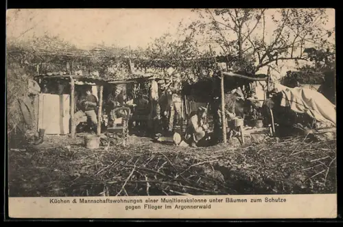 AK Argonnerwald, Küchen & Mannschaftswohnungen einer Munitionskolonne