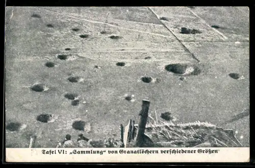 AK Granatlöcher verschiedener Grössen, Soldaten vor Unterstand