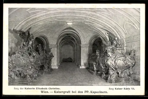 AK Wien, Kaisergruft bei den PP. Kapuzinern, Sarg des österreichischen Kaiserpaars