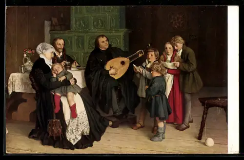 AK Martin Luther und die Seinen, Kinder singen zu Luthers Gitarrenspiel