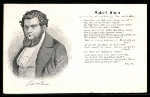 AK Robert Blum, Begnadigt zum Tode durch Pulver und Blei...