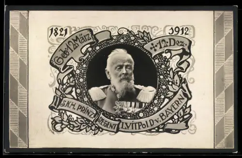 AK Portrait Prinzregent Luitpold von Bayern in Uniform