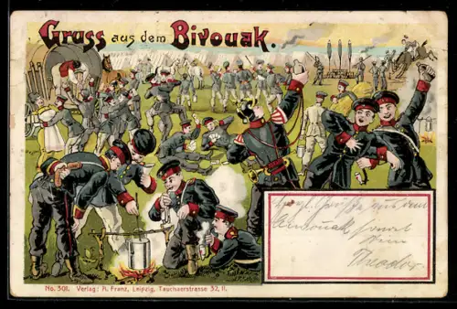 AK Bivouak, Soldaten bei Verpflegung