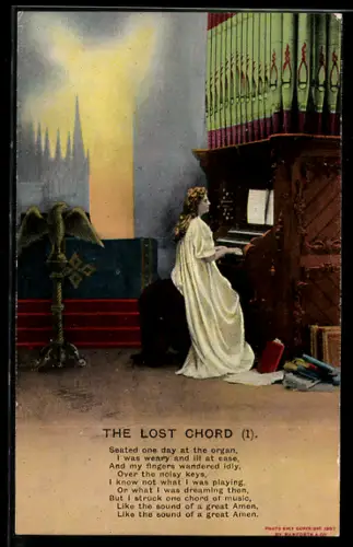 AK Frau beim Spiel der Orgel