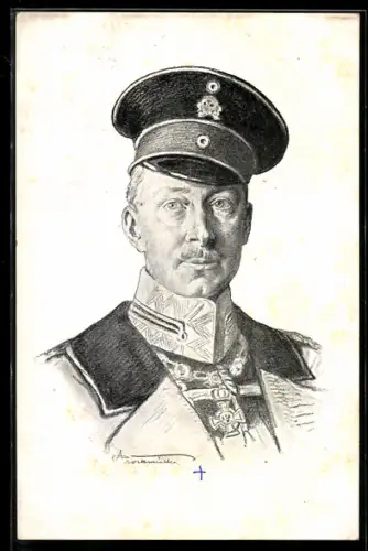 AK Kronprinz Wilhelm von Preussen mit Schirmmütze und Orden