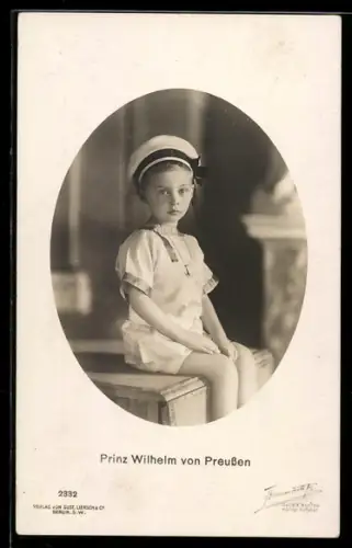 AK Prinz Wilhelm von Preussen mit Hohenzollern Mütze
