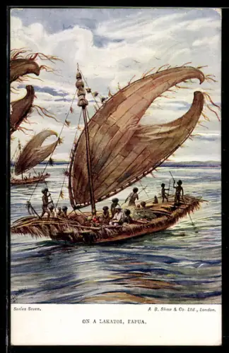 Künstler-AK Papua, On a lakatoi
