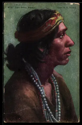 Künstler-AK Juan Pedro, Navajo, Profilbild eines Indianers