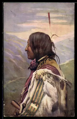 AK Indian Chief vor Bergen, Indianer-Häuptling