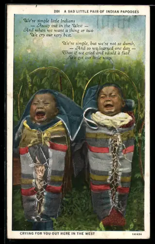 AK Ein weinendes Indianer-Baby-Paar