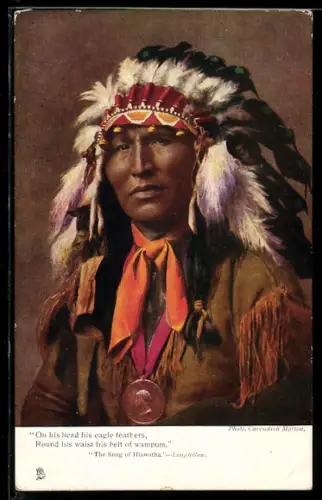 AK Indianer-Krieger mit Federschmuck