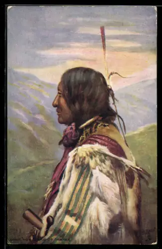 AK Indian Chief vor Bergen, Indianer-Häuptling