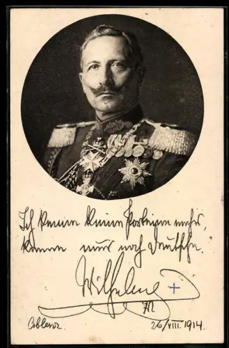 AK Portrait Kaiser Wilhelm II. in Paradeuniform mit Orden