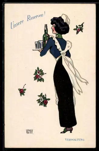Künstler-AK sign. Wr. de May: Unsere Reserven!, Verwaltung