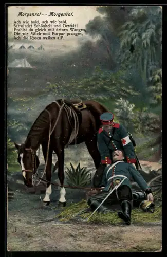 AK Kavallerist hilft einem verwundeten Kameraden