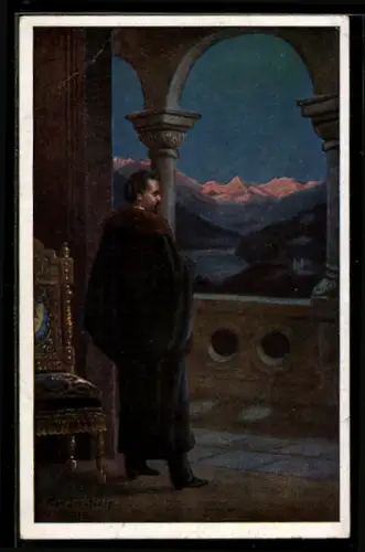 Künstler-AK Mutterseelenallein, Ludwig II.