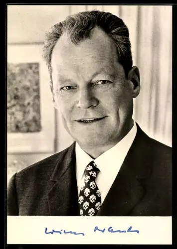 AK Willy Brandt, Bundeskanzler und Vorsitzender der SPD, Autograph