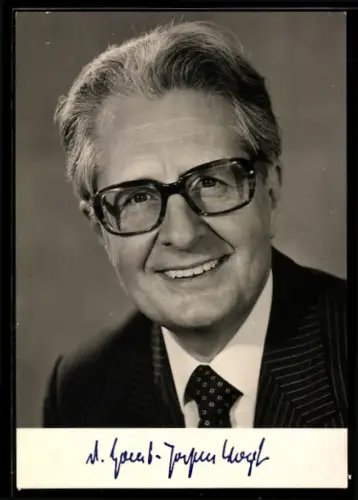 AK Portrait Hans-Jochen Vogel, Mitglied des SPD-Präsidiums, Autograph