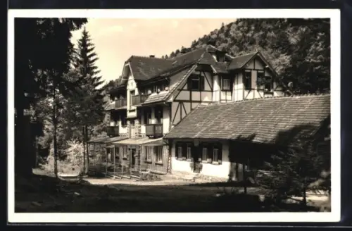 AK Bühlertal i. B., Fachwerkhaus und Nebengebäude im Wald