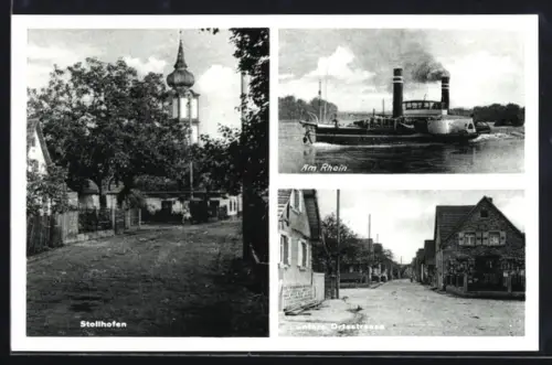 AK Stollhofen, Untere Ortsstrasse, Am Rhein