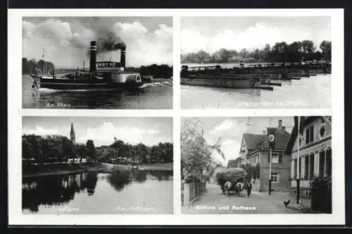 AK Greffern, Am Rossbach, Schule und Rathaus, 