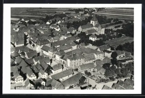 AK Schwarzach bei Bühl, Luftaufnahme