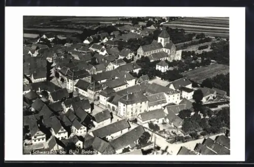 AK Schwarzach bei Bühl, Luftaufnahme des Ortes