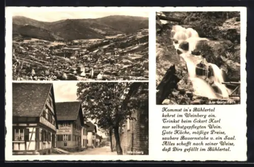 AK Bühlertal, Gasthaus Zum Weinberg, Inh. Karl Eckert, Wasserfall
