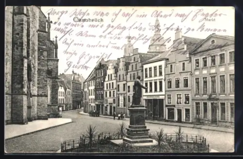 AK Osnabrück, Markt, Denkmal