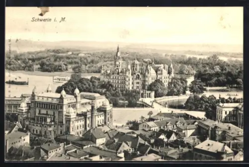 AK Schwerin i. M., Schloss aus der Vogelschau