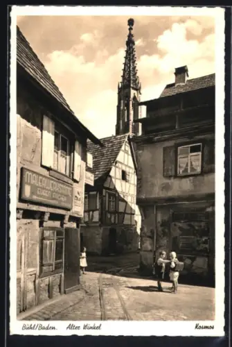 AK Bühl, Alter Winkel und Malerwerkstätte Eugen Fischer