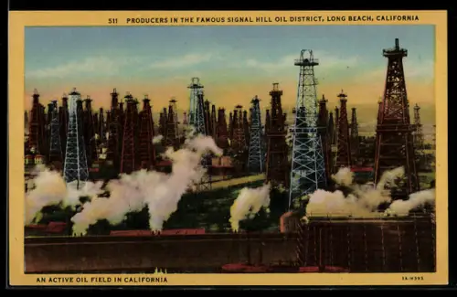 AK Long Beach, Erdöl-Fördertürme, Producers in the Famous Signal Hill Oil District, California