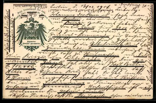 AK Korrespondenzkarte Allgemeiner Deutscher Sprachverein, Reichsadler