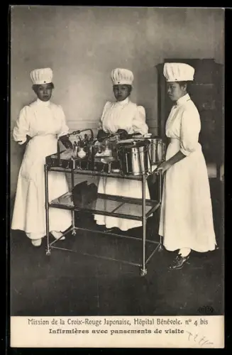 AK Mission de la Croix-Rouge Japonaise, Hôpital Bénévole, Infirmières avec pansements de visite