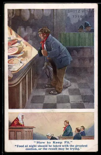 Künstler-AK How to keep Fit, Dieb vor Gericht