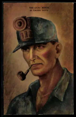 Künstler-AK Portrait einen Kohlengruben-Arbeiters