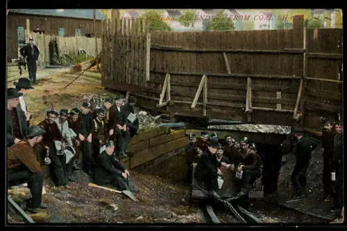 AK Miners ascending from Coal Shaft