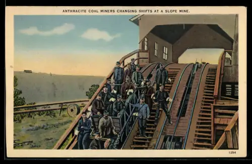 AK Anthracite Coal Miners changing shifts at a slope mine